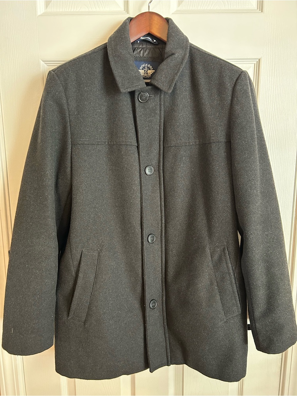 Dockers Men's Dark Gray Wool-Blend Pea Coat